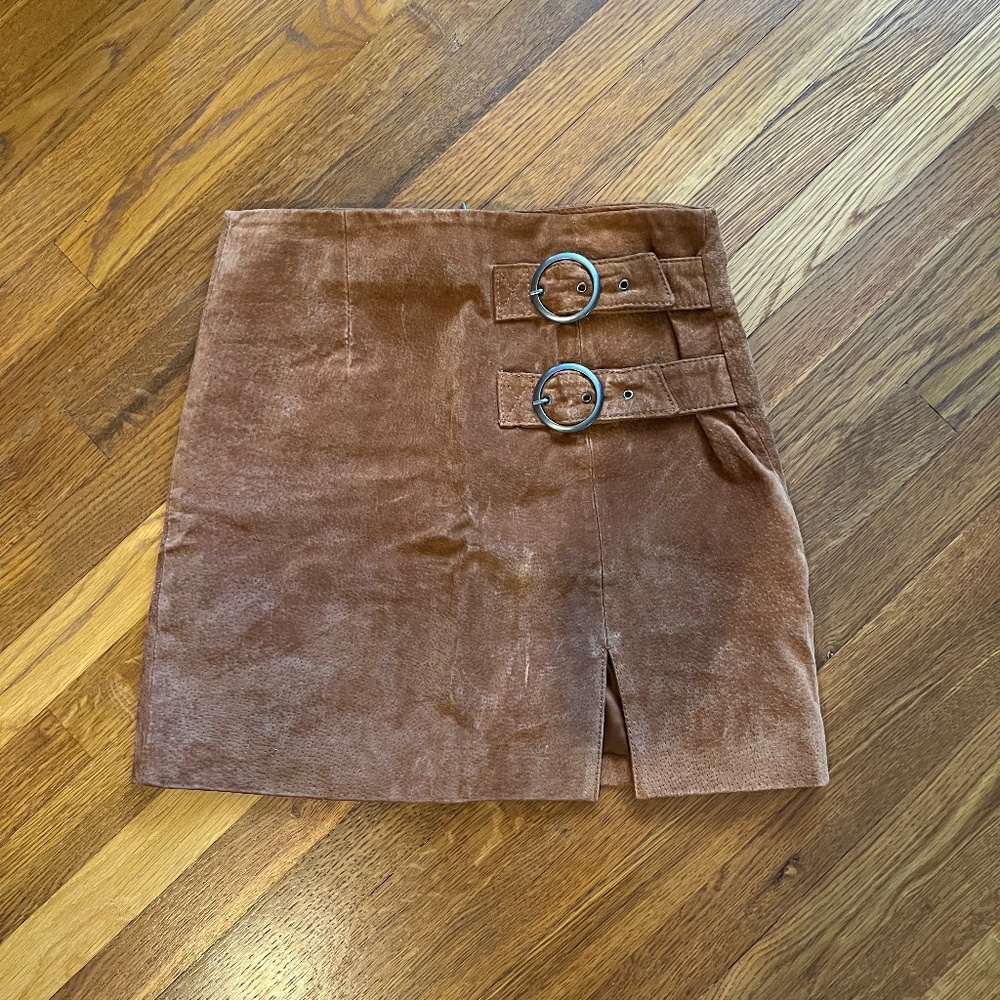 Brown suede vintage miniskirt